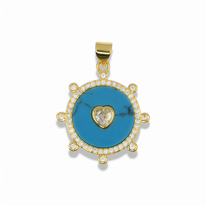 14K Gold Filled Crystal Heart Medallion Pendant