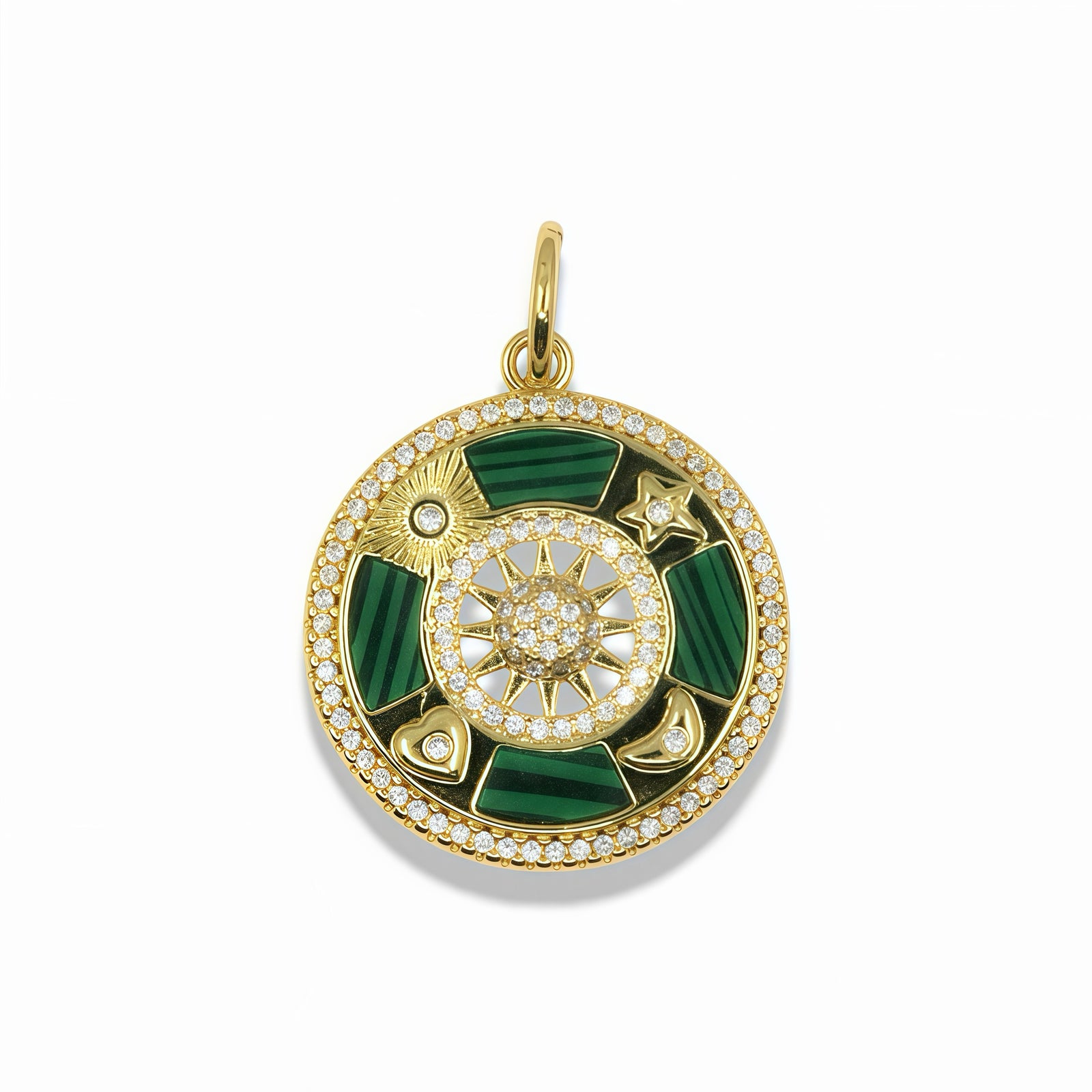 14K Gold Filled Celestial Sun Medallion Pendant