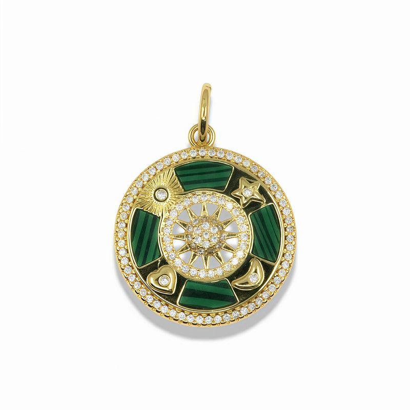 14K Gold Filled Celestial Sun Medallion Pendant