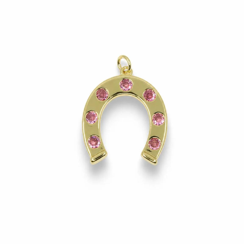 Lucky Horseshoe Gemstone Pendant – 14K Gold Filled