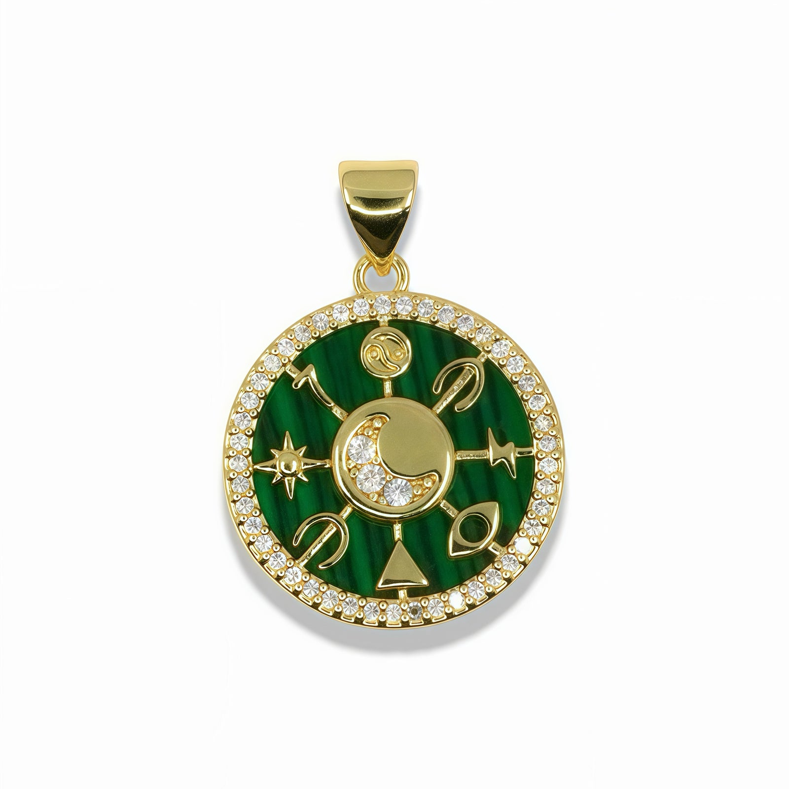 14K Gold Filled Celestial Moon Medallion Pendant