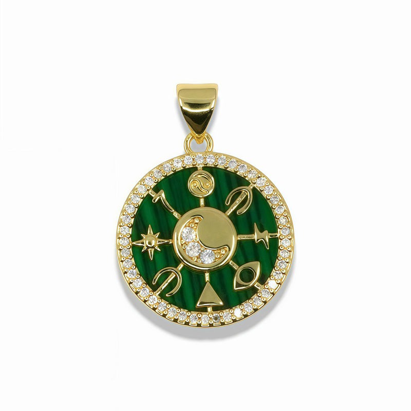 14K Gold Filled Celestial Moon Medallion Pendant