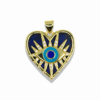 4K Gold Filled Heart Evil Eye Pendant