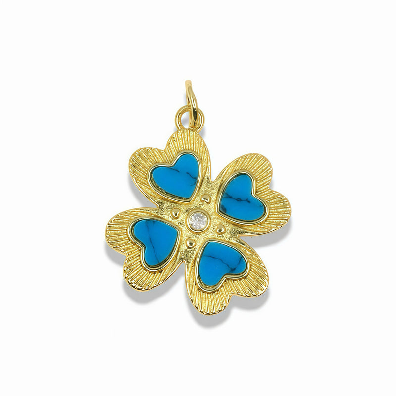 14K Gold Filled Heart Clover Pendant