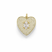 Pavé Heart Gemstone Pendant – 14K Gold Filled