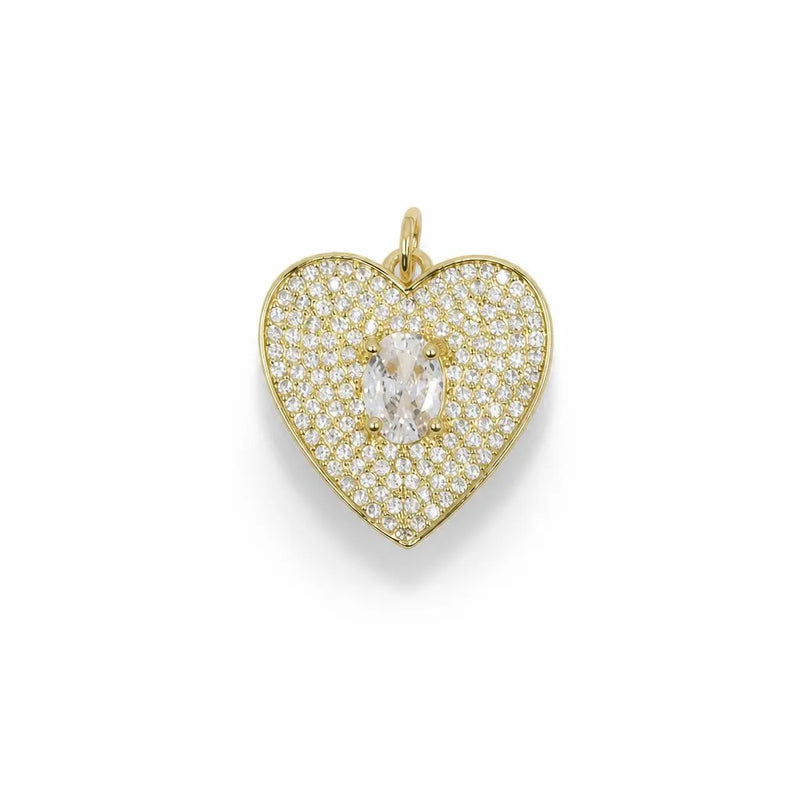 Pavé Heart Gemstone Pendant – 14K Gold Filled