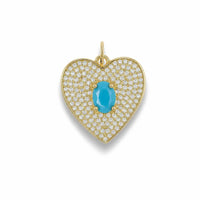 Pavé Heart Gemstone Pendant – 14K Gold Filled