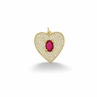 Pavé Heart Gemstone Pendant – 14K Gold Filled