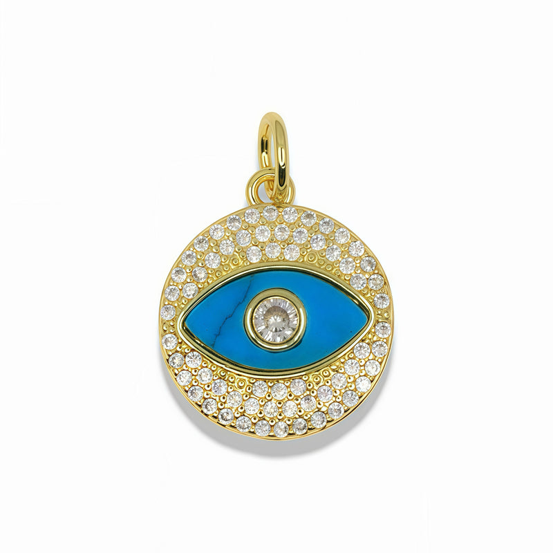 14K Gold Filled Pave Evil Eye Pendant