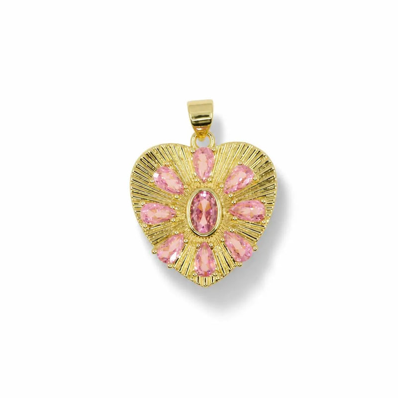 Radiant Gemstone Heart Pendant – 14K Gold Filled