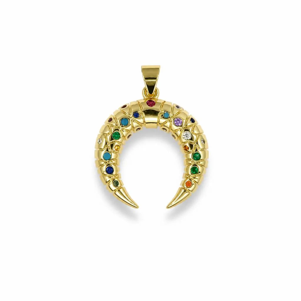 Rainbow Crescent Horn Pendant – 14K Gold Filled