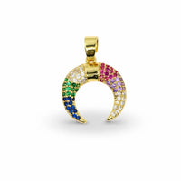 Rainbow Crescent Horn Pendant – 14K Gold Filled