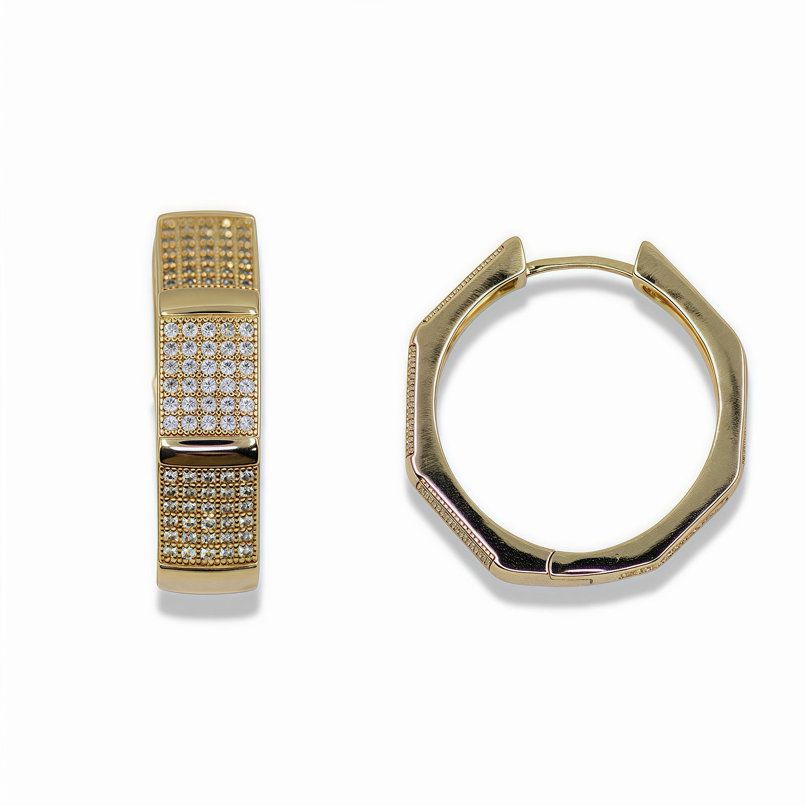 14k Gold Filled Pavé Crystal Geometric Hoop Earrings