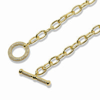 14K Gold-Plated Oval Link Chain Necklace with Toggle Clasp – 18 Inch