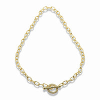 14K Gold-Plated Oval Link Chain Necklace with Toggle Clasp – 18 Inch