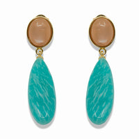14k Gold Filled Natural Gemstone Oval Drop Earrings