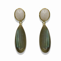 14k Gold Filled Natural Gemstone Oval Drop Earrings
