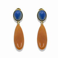14k Gold Filled Natural Gemstone Oval Drop Earrings