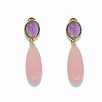 14k Gold Filled Natural Gemstone Oval Drop Earrings