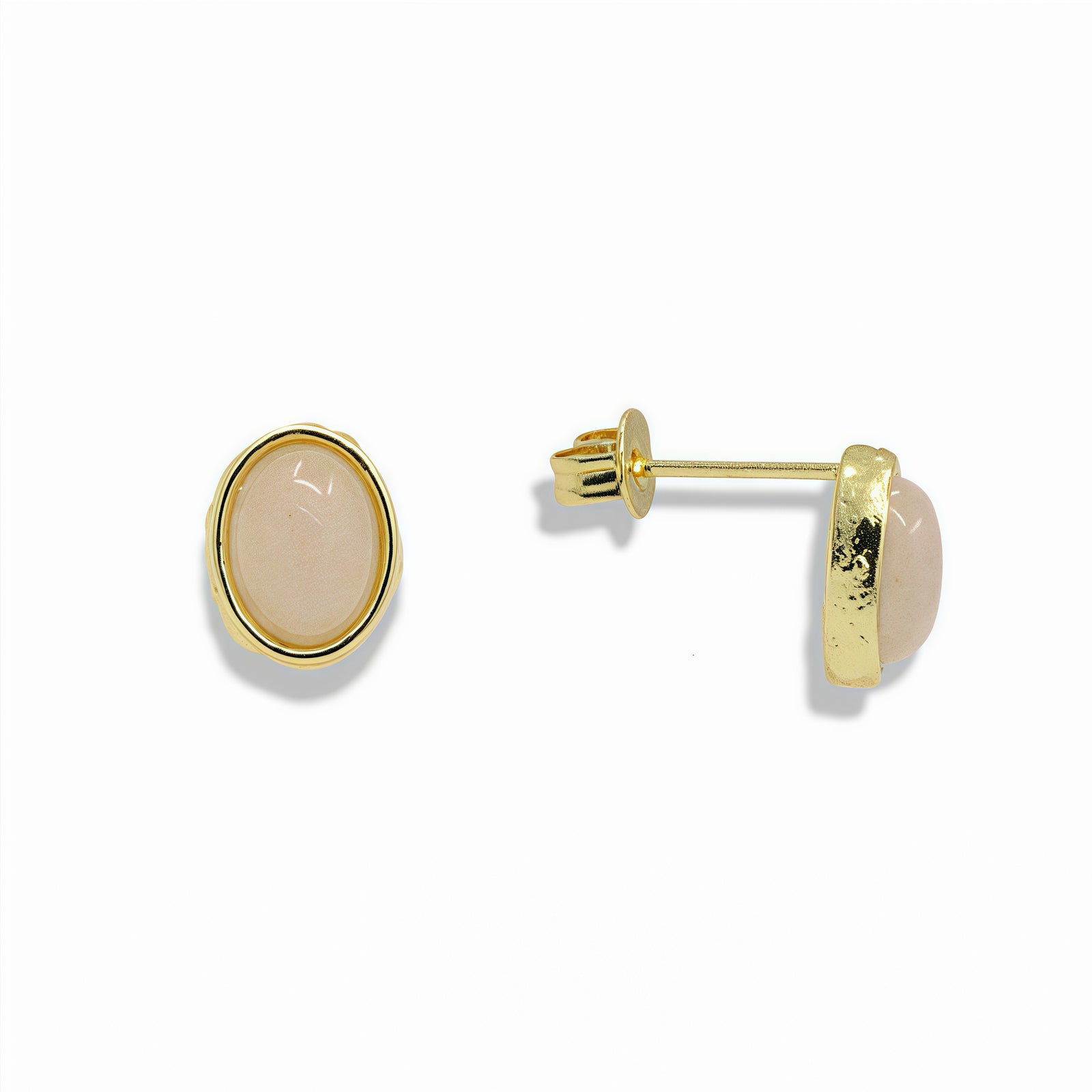 14k Gold Filled Oval Natural Gemstone Stud Earrings