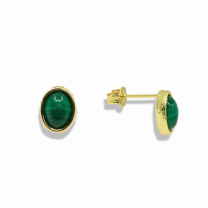 14k Gold Filled Oval Natural Gemstone Stud Earrings