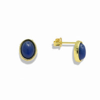 14k Gold Filled Oval Natural Gemstone Stud Earrings