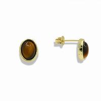 14k Gold Filled Oval Natural Gemstone Stud Earrings