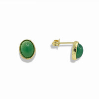 14k Gold Filled Oval Natural Gemstone Stud Earrings
