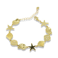 Gold Ocean Charm Link Bracelet