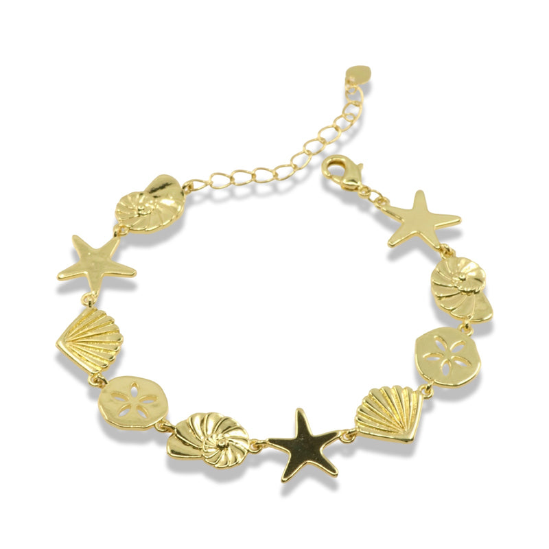 Gold Ocean Charm Link Bracelet