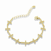 Gold Pavé Cross Link Bracelet