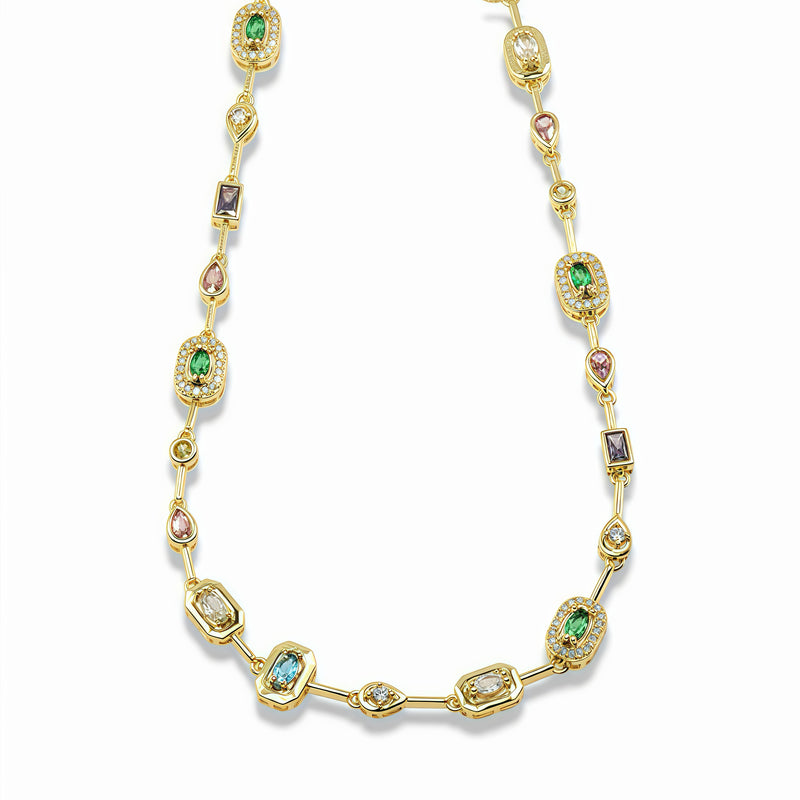 Gold Multicolor Gemstone Necklace