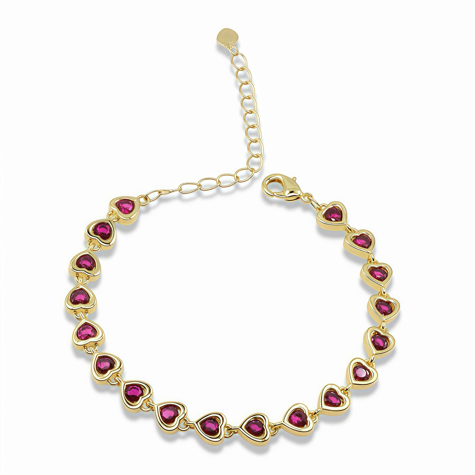Gold Crystal Heart Link Bracelet