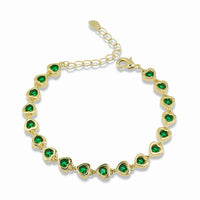 Gold Crystal Heart Link Bracelet