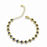 Gold Crystal Heart Link Bracelet