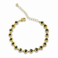 Gold Crystal Heart Link Bracelet