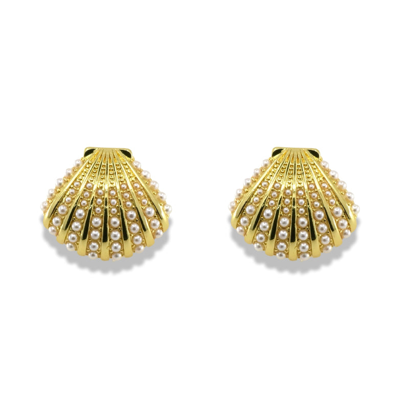 Pearl Scallop Shell Stud Earrings