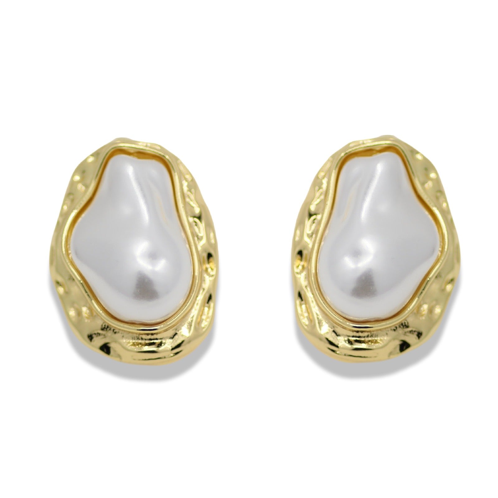 14k Gold Filled Baroque Pearl Statement Stud Earrings