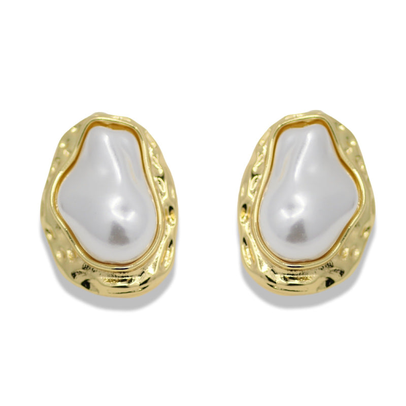 14k Gold Filled Baroque Pearl Statement Stud Earrings