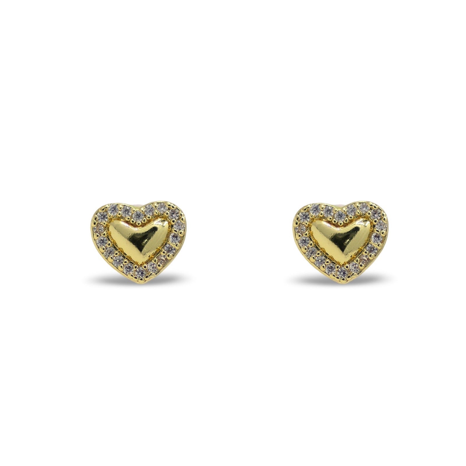 14k Gold Filled Pavé Crystal Heart Stud Earrings