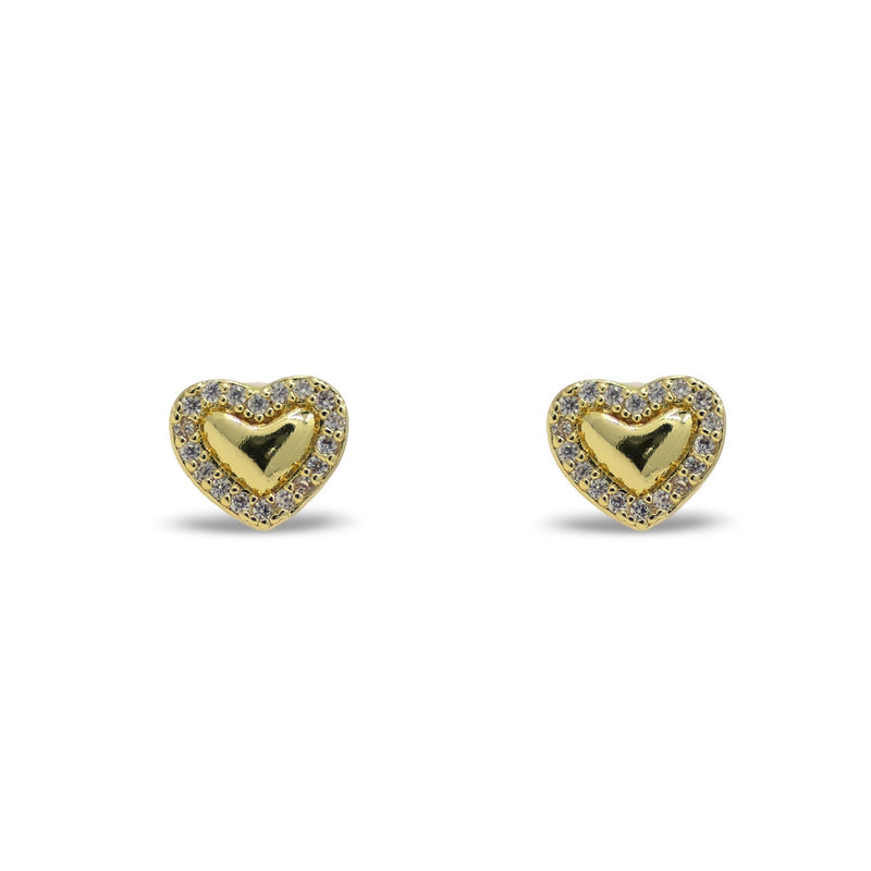 14k Gold Filled Pavé Crystal Heart Stud Earrings