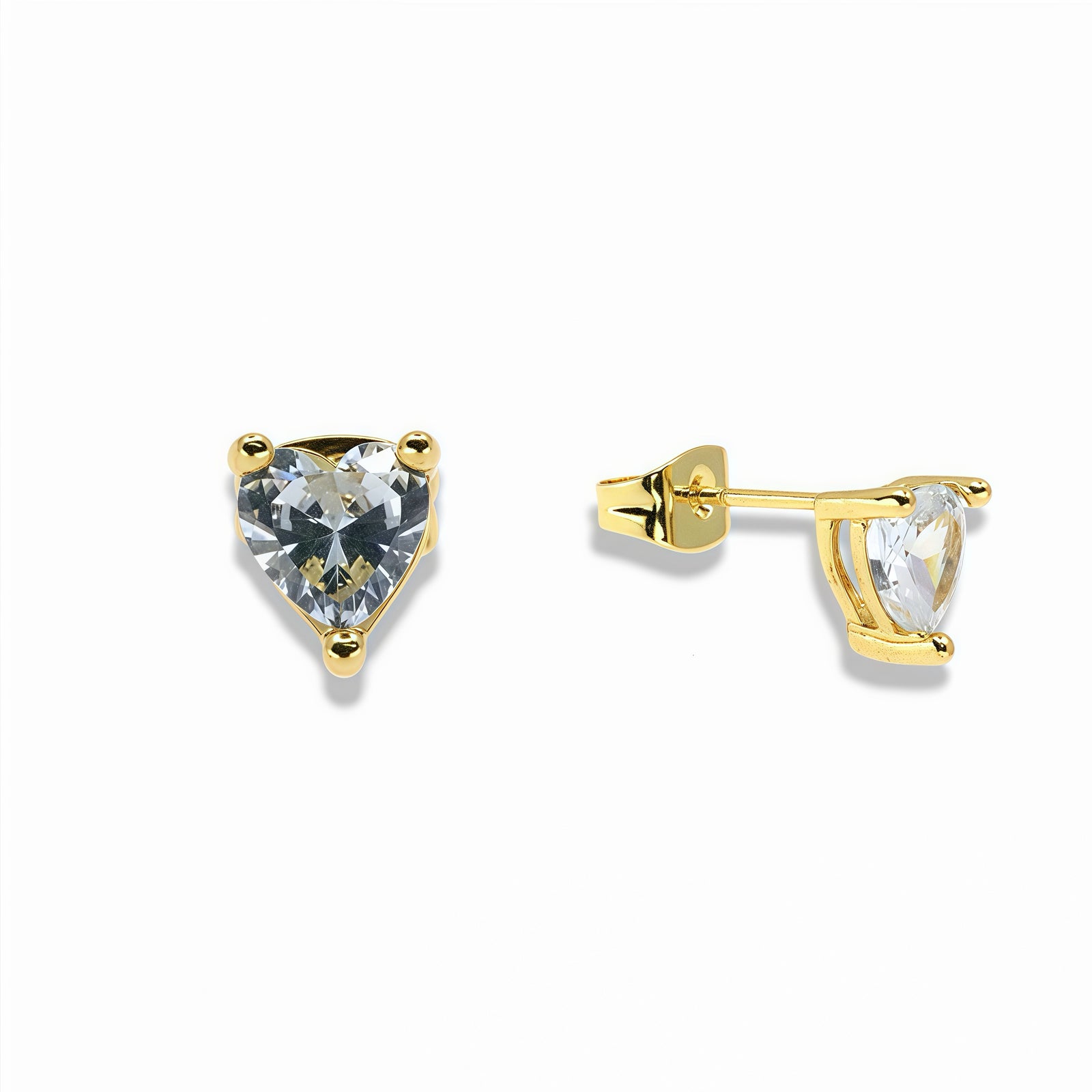14k Gold Filled Heart Cut Crystal Stud Earrings