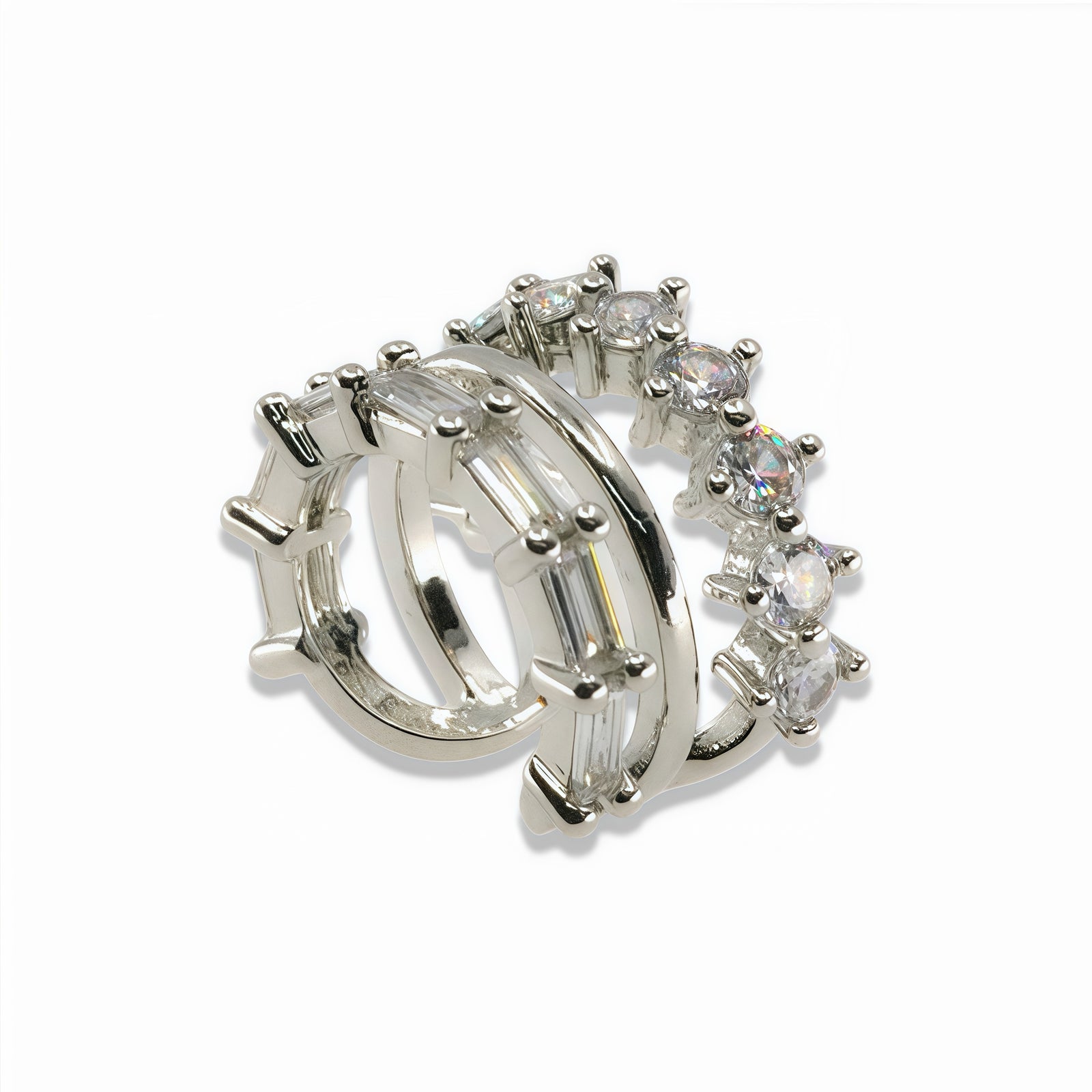 Silver Baguette & Cubic Zirconia Ear Cuff