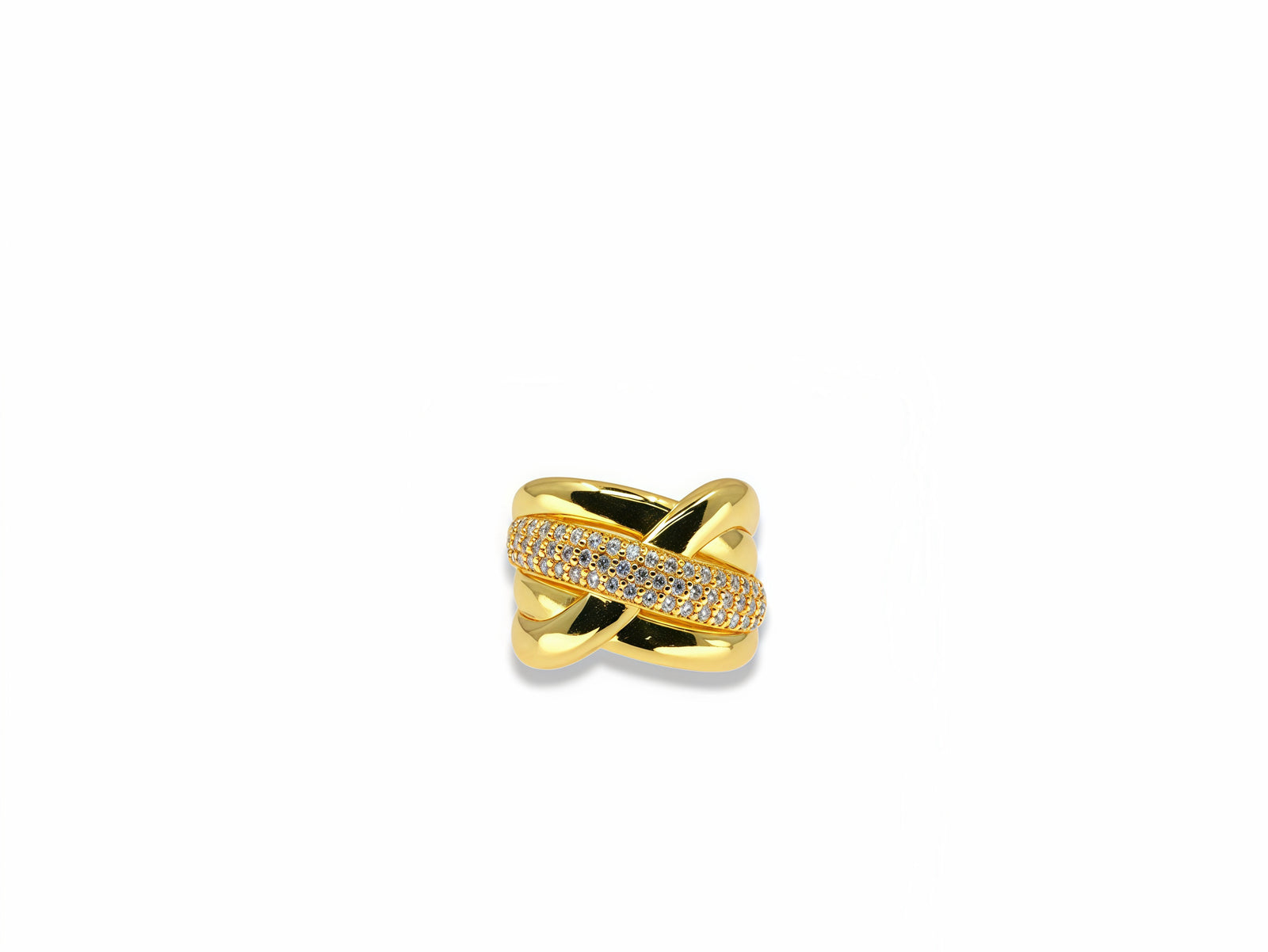 Gold X Design Cubic Zirconia Statement Ring