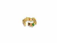 Gold Multicolor Baguette CZ Ring