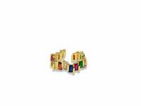 Gold Multicolor Baguette CZ Ring