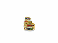 Gold Multicolor Baguette Spiral Ring