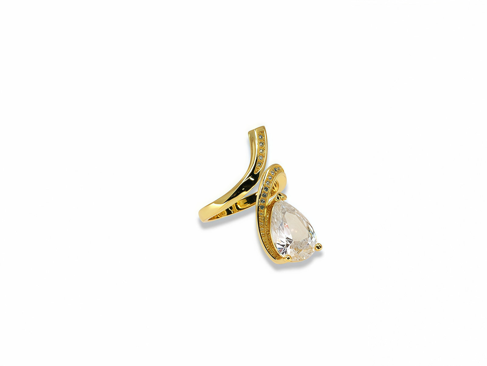 Gold Pavé Teardrop Wrap Ring