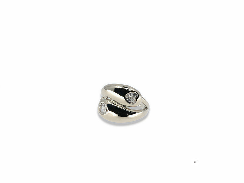 Silver Double Heart CZ Ring