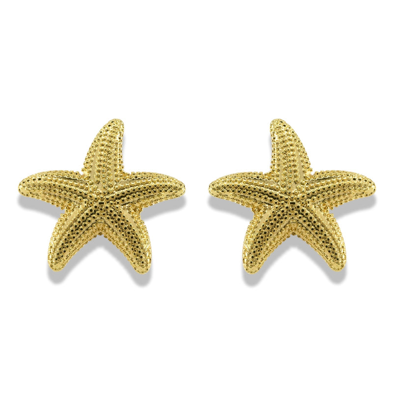 Gold Filled 14K Textured Starfish Earrings